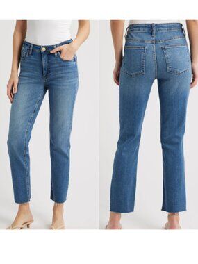 ☀️ KUT FROM THE KLOTH Rachael Fab Ab Raw Hem High Waist Crop Mom Jeans Size 8